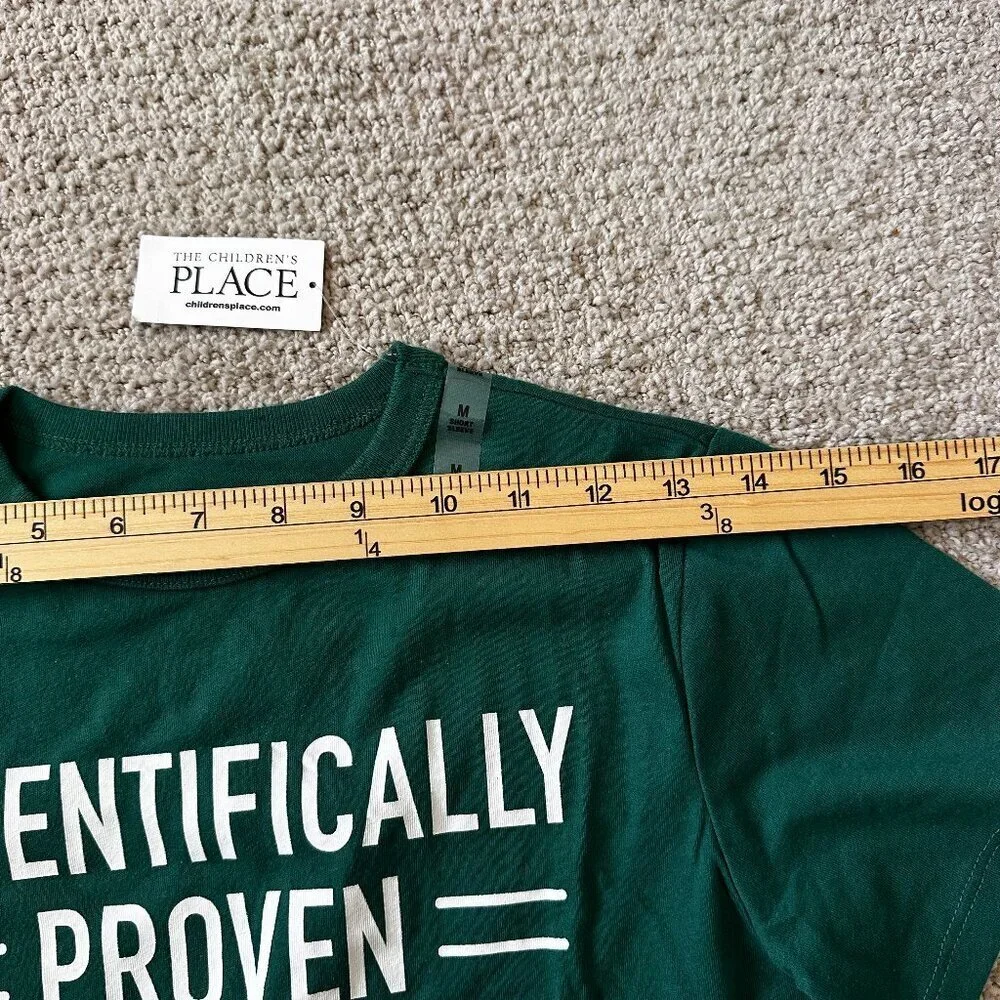 THE CHILDREN'S PLACE BOY'S SHORT SLEEVE PROVEN GENIUS GRAPHIC TEE GREEN M/M-7/8